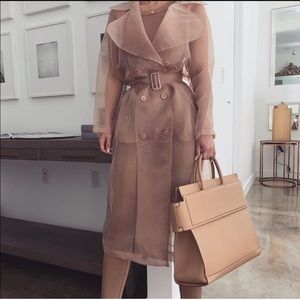 Sheer trench coat jacket chic fashion taupe